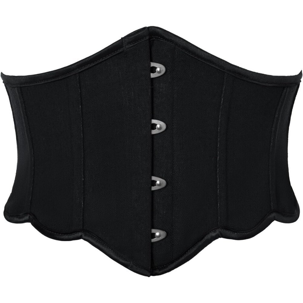 Vintage Renaissance Floral Underbust Corset Belt Women Black Size 6